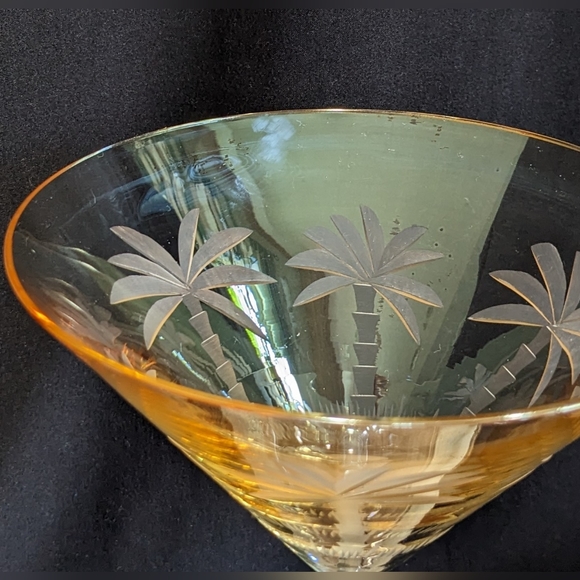 Set of 6 Etched Palm Tree Martini Glasses - Picture 7 of 14